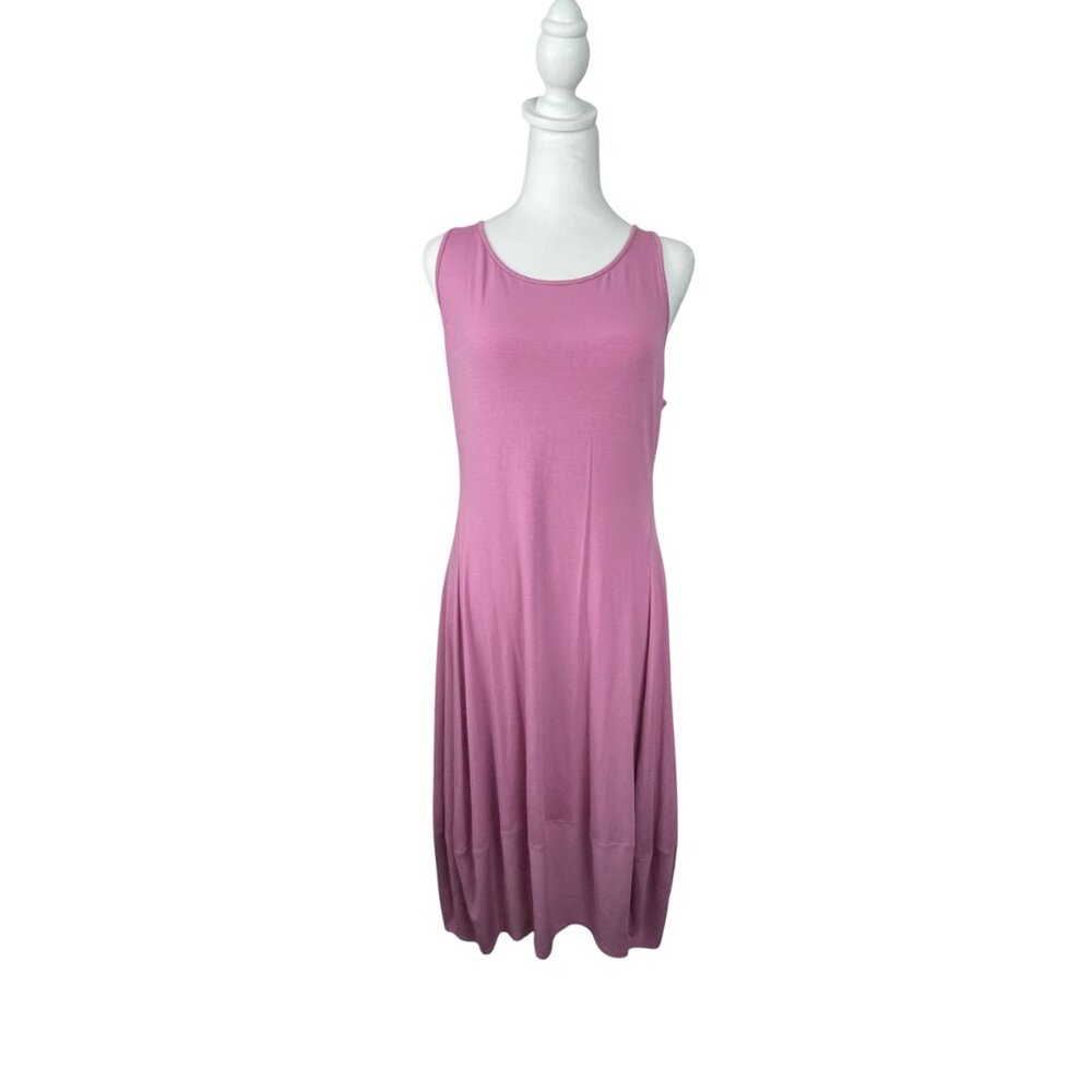 Eileen Fisher Racerback Lantern Viscose Jersey Dress Size M Color Rose